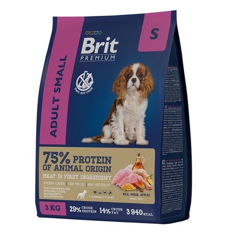 Brit Premium Dog Adult Small полнорационный сухой корм для собак мелких пород с курицей - 1 кг 467₽
