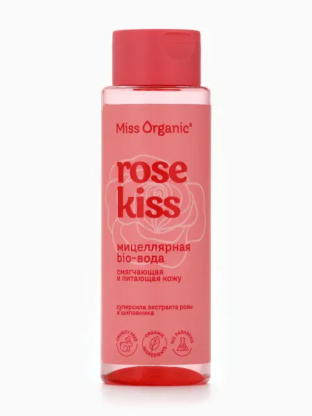 Мицеллярная вода rose kiss, смягчающая и питающая кожу, 190 мл, miss organic