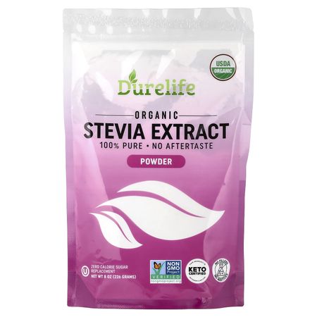DURELIFE NUTRITION LLC, Органический экстракт стевии в порошке, 8 унций (226 г)
