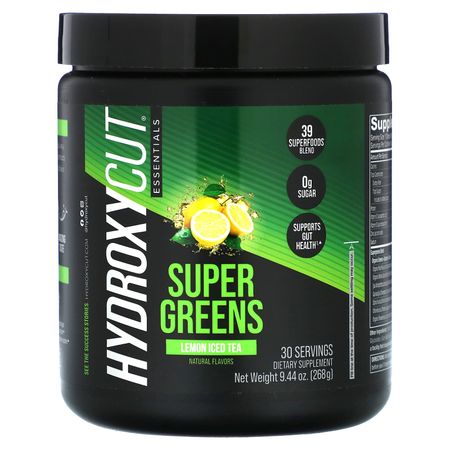 Hydroxycut, Essentials, Super Greens, холодный лимонный чай, 9,44 унции (268 г)