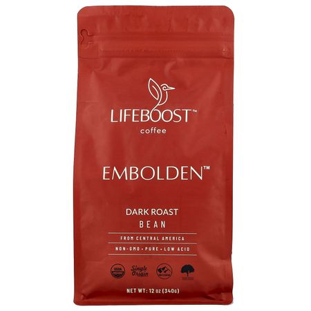 Lifeboost, Кофе, Embolden™, Цельные зерна, Темная обжарка, 340г (12oz)
