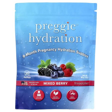 Preggie, Гидратация, Смешанная ягода, 20 пакетиков, 4 г (0,14 унции) Каждый