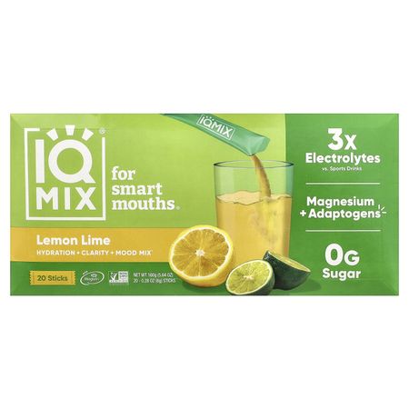 IQBAR, IQ Mix®, Лимон-лайм, 20 батончиков, 8 г (0,28 унции) Каждый