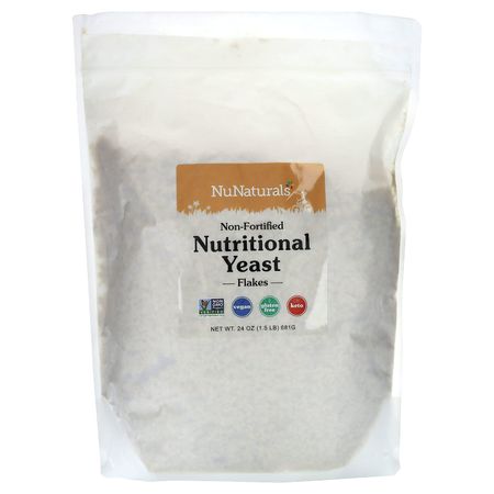 NuNaturals, Необогащенные пищевые дрожжевые хлопья, 24 унции (680 г)