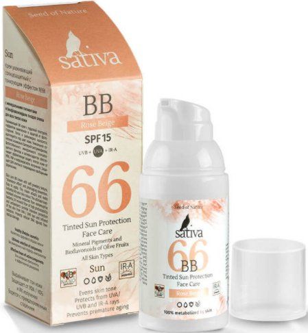 BB-крем Sativa Ухаживающий с тонирующим эффектом 66 Sand Beige SPF15