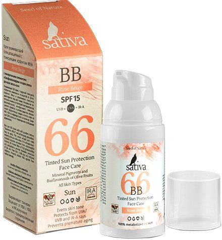 BB-крем Sativa Ухаживающий с тонирующим эффектом 66 Rose Beige SPF15
