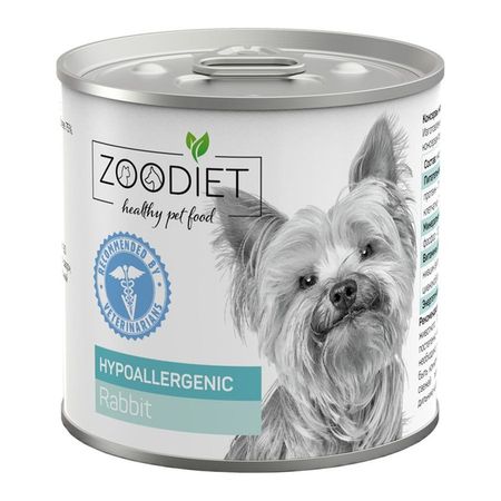 Zoodiet Hypoallergenic Rabbit влажный корм для взрослых собак, склонных к аллергии, с кроликом, в консервах - 240 г х 12 шт