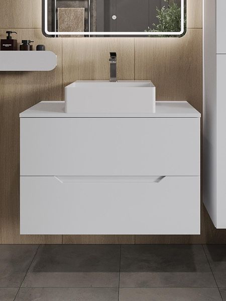 Тумба с раковиной Orange Line 80 Li-80TuwMDFB04-405W подвесная Белая матовая 36336₽