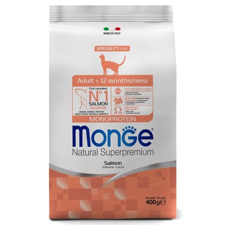 Monge Cat Speciality Line Monoprotein Adult полнорационный сухой корм для кошек с лососем - 400 г 637₽