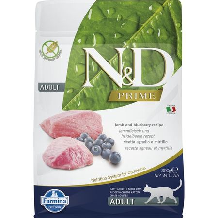 Farmina N ampD Prime Cat Grain Free Lamb amp Blueberry Adult сухой беззерновой корм для взрослых кошек с ягненком и черникой - 300 г 922₽