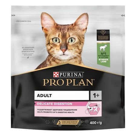 Purina Pro Plan Delicate сухой корм для кошек с чувствительным пищеварением и привередливых к еде с ягненком - 400 г 653₽