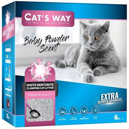 Cats way Box White Cat Litter With Babypowder наполнитель комкующийся для кошачьего туалета с ароматом детской присыпки - 6 л коробка 546₽