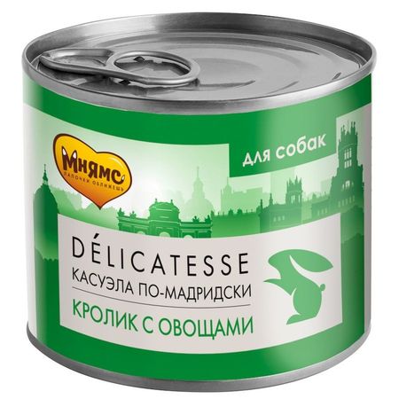 Мнямс Delicatesse quotКасуэла по-мадридски quot влажный корм для собак паштет из кролика с овощами в консервах - 200 г х 12 шт 1933₽