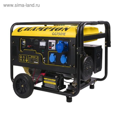Генератор CHAMPION GG7501E, 4Т, 15 л.с., 6.5 кВт, 3×220/12 В, 25 л, электростарт, счетчик