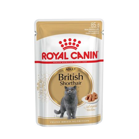 Royal Canin British Shorthair Adult полнорационный влажный корм для взрослых кошек породы британская короткошерстная кусочки в соусе в паучах - 85 г 2617₽