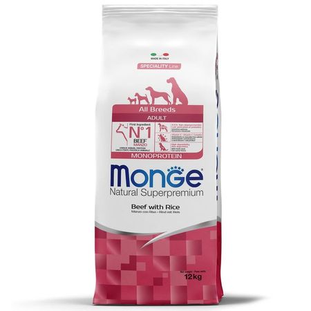 Monge Dog Speciality Line Monoprotein полнорационный сухой корм для собак с говядиной и рисом 10923₽