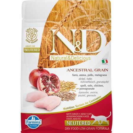 Farmina N ampD Ancestral Grain Cat Chicken amp Pomegranate Neutered Adult сухой низкозерновой корм для стерилизованных кошек с курицей и гранатом - 300 г 623₽
