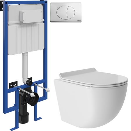 Комплект унитаза с инсталляцией STWORKI OVOT0110510162230822 цвет Белый глянец с сиденьем Микролифт и клавишей смыва цвет Хром глянцевый 32890₽
