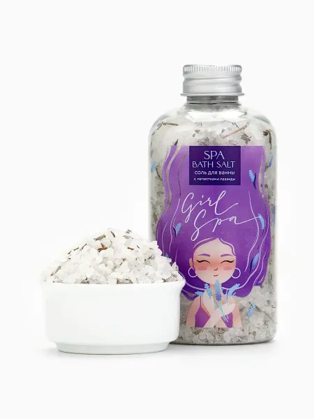 Соль для ванны с лепестками лаванды girl spa, 370 г,