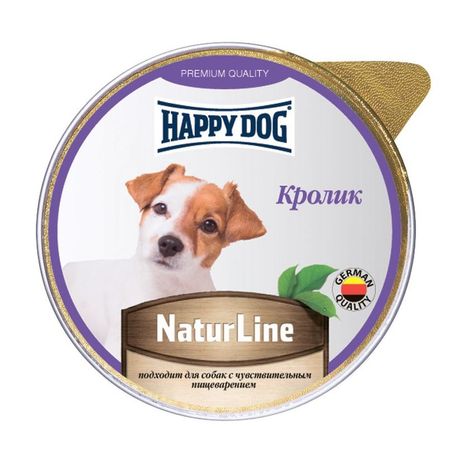 Happy Dog Natur Line полнорационный влажный корм для собак и щенков паштет с кроликом в ламистерах - 125 г 1352₽