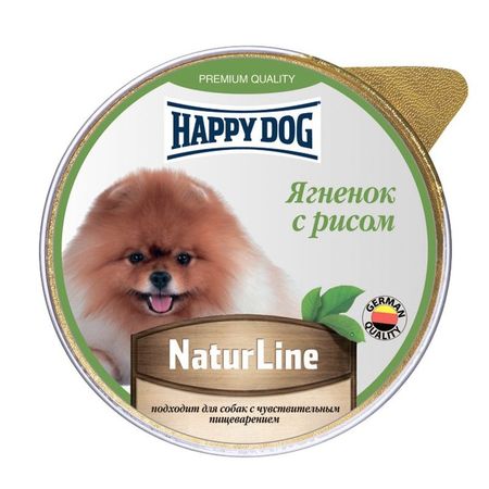 Happy Dog Natur Line полнорационный влажный корм для собак и щенков паштет с ягненком и рисом в ламистерах - 125 г 1352₽