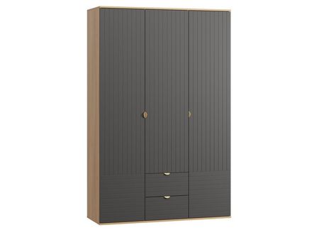 Распашной шкаф divanru Монблан 3-139x215 Линии Графитовый 49990₽