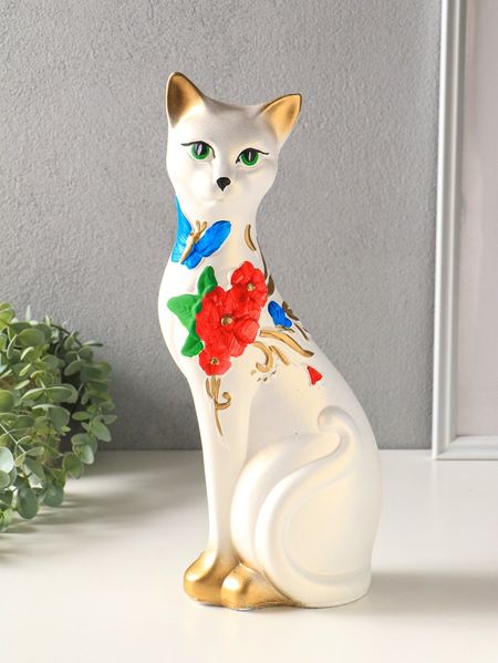 Копилка для денег «Кошка Светлана», гипс, белая, 36×15×11 см