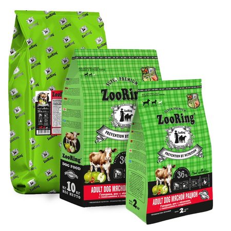 Zooring Adult Dog Мясной рацион 2310 сухой корм для взрослых собак средних и крупных пород с ГОВЯДИНОЙ ТЕЛЯТИНОЙ и ПТИЦЕЙ 6402₽