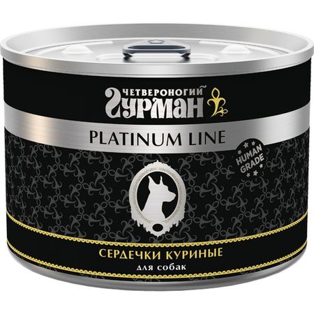 Четвероногий Гурман Platinum line влажный корм для собак сердечки куриные кусочки в желе в консервах - 525 г 3060₽