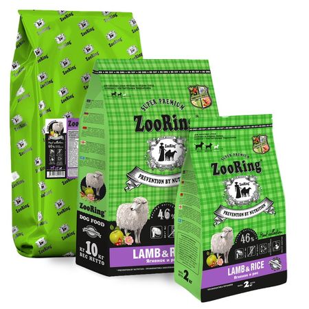 Zooring Lamb ampRice сухой корм для взрослых собак средних и крупных пород при аллергии и проблемах с пищеварением с ЯГНЕНКОМ и рисом 9026₽