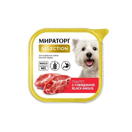 Мираторг Selection влажный корм для собак мелких пород старше 1 года с говядиной паштет в ламистерах - 100 г 1152₽