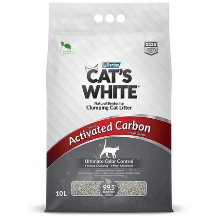 Cat's White Activated Carbon наполнитель для кошачьего туалета комкующийся с активированным углем