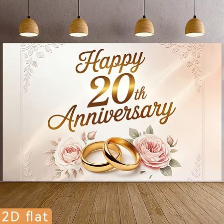 Двумерный фон для годовщины свадьбы, 20-я счастливая годовщина, фон для фотобудки с розой 47.2x31.5inch/120*80cm
