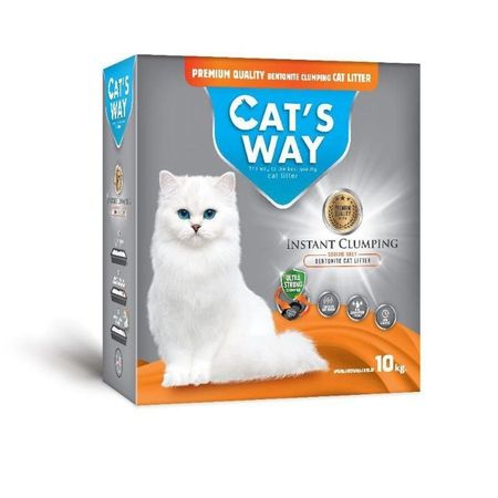 Наполнитель супер-комкующийся Cats way Box Sodium Grey Cat Litter для кошачьего туалета без запаха - 10 кг