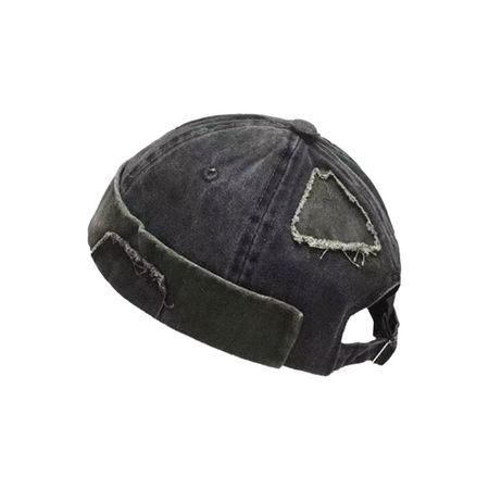 Casual Retro Brimless Hat Vintage Rolled Cuff Melon Docker Cap Adjustable Docker Cap Unisex чёрный