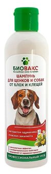 Шампунь для щенков и собак Биовакс от блох и клещей с экстраком одуванчика и маслом эвкалипта