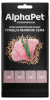 Крем-лакомство для кошек AlphaPet Superpremium тунец и льняное семя