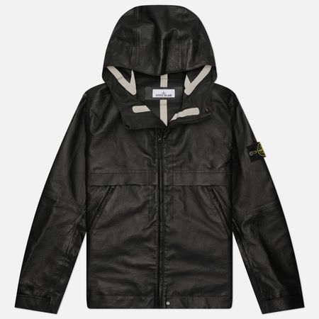 Мужская демисезонная куртка Stone Island Leather Organza Hooded