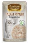 Корм влажный для кошек Деревенские лакомства Домашние обеды треска с курицей в нежном желе