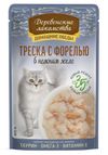 Корм влажный для кошек Деревенские лакомства Домашние обеды треска с форелью в нежном желе